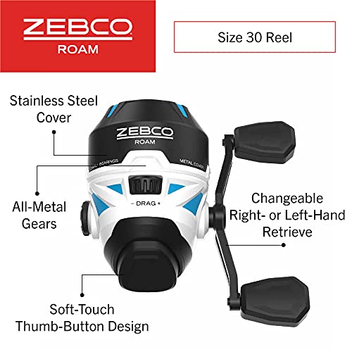 Zebco Roam Spincast Reel and Fishing Rod Combo, 6-Foot 2-Piece Fiberglass Fishing Pole with ComfortGrip Handle, Quickset A...