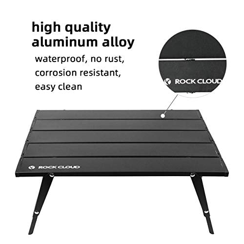 ROCK CLOUD Ultralight Folding Beach Table Adjust Height Aluminum Portable Mini Camping Table