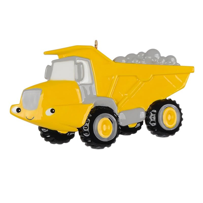 Personalized Dump Truck Ornament, Construction Christmas Ornament, Dump Truck Holiday Keepsake, Resin Construction Vehicle Decor, Custom Name Ornament, Truck Lover Gift, Kids Construction Ornament,