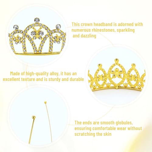 inSowni 8 Pieces Gold Metal Sparkly Rhinestone Princess Tiara Crown Headbands Wedding Birthday Party Prom Headpieces for W...