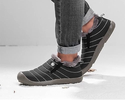 Womens Mens Snow Boots Winter Shoes Slip On Ankle Booties Anti-Slip Water Resistant Fully Fur Lined Outdoor Sneakers