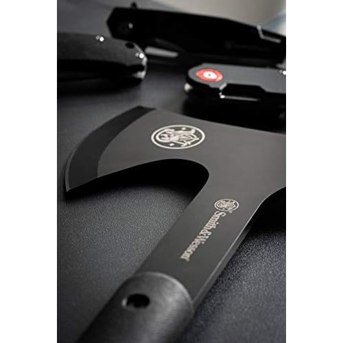 Smith & Wesson M&P Extraction & Evasion 16in S.S. Full Tang Tactical Axe with a Spearpoint Spine, Rubberized Handle and Sheath for Outdoor, Survival and EDC