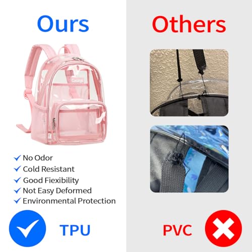 Cusangel Clear Backpack Stadium Approved 12×6×12,TPU Transparent Backpacks Plastic See Through Bag, Clear Bag for Concert ...
