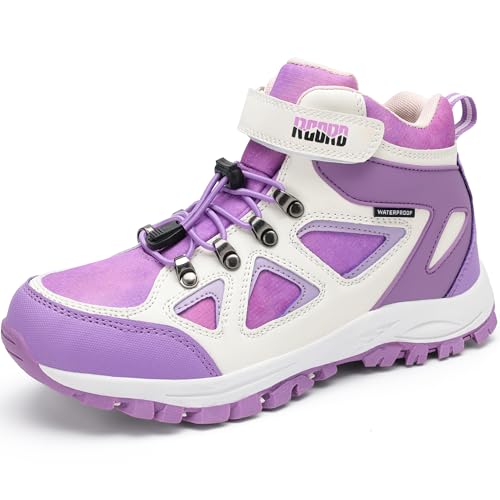 R CORD Kids Hiking Boots Waterproof & Breathable, Durable TPR Traction Outsole, Anti-Skid, Athletic Drawstring Closure, Un...