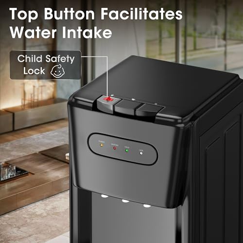 Tehanld Bottom Loading Water Cooler Dispenser for 3 or 5 Gallon Bottles - Water Dispenser with Hot, Room & Cold Spouts, LE...