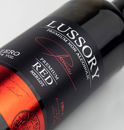 Lussory Premium Merlot Alcohol Removed 0.0% Dealcoholized Red Non Alcoholic Wine From Spain, Low Calories, Low Sugar, Hala...
