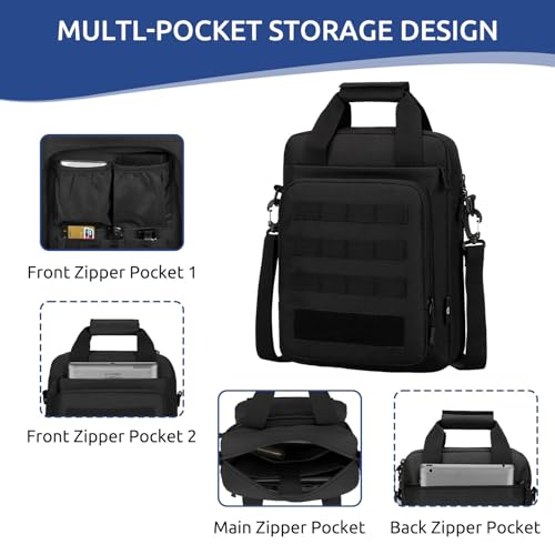 ZHIERNA Tactical Messenger Bag, Tactical Briefcase Laptop Bag Heavy Duty MOLLE Shoulder Pack Handbag for Men(Patch Included)