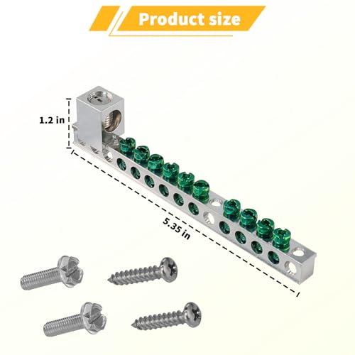 Ground Bar Kit for Eaton, 10 Terminal Grounding Bar Compatible with BR and CH Series Load Centers