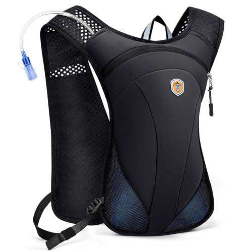 MIAOJIE Hydration Backpack with 2L Water Bladder Bag, Lightweight and Breathable Running Vest for Men, Adjustable Chest St...