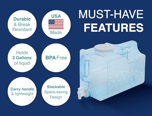 Arrow Home Products 3 Gallon Drink Dispenser for Fridge - Plastic Beverage Dispenser with Spigot for Easy Dispensing - BPA...