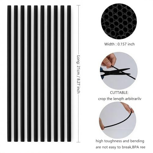 YAOSHENG [250 Count] 8.27 Inch Cocktail Stirrers Black Straws Coffee Plastic Sip Stir Swizzle Sticks for Coffee,Cocktail,P...