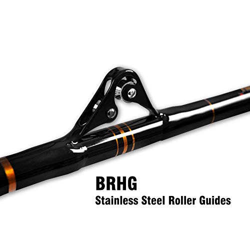 Fiblink Bent Butt Fishing Rod 2-Piece Saltwater Offshore Trolling Rod Big Game Roller Rod Conventional Boat Fishing Pole