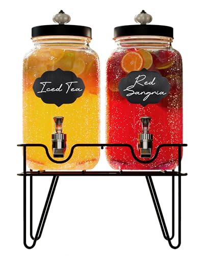 Style Setter Manchester Beverage Dispenser Set of 2 Cold Drink Dispenser w/ 3.1 Liter each