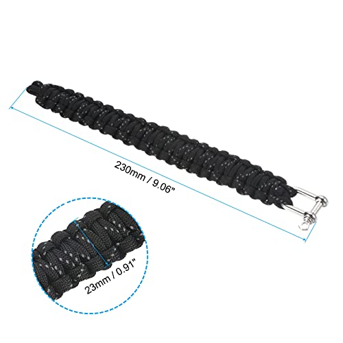 Survival Paracord Bracelets, Multi-purpose Parachute Cord Bracelet Party Favors Camping Gifts Outdoor Wraps for Men, Black