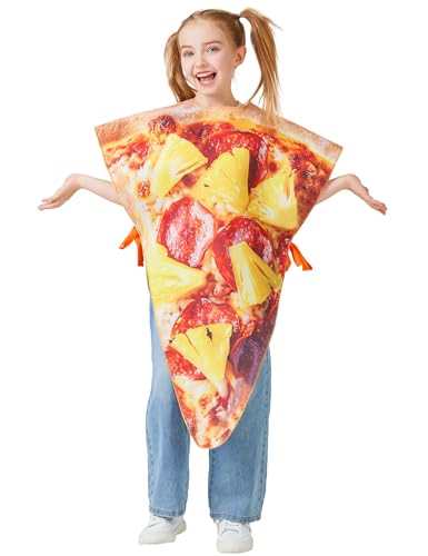 Aotiooy Pizza Costume for Kid, Halloween Pizza Slice Tunic Costume for Toddler Child Teens, Funny Food Cosplay Onesie, One...