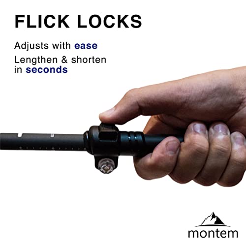 Montem Ultra Strong Trekking, Walking, and Hiking Poles - One Pair (2 Poles) Anti-Shock Cork Handle - Collapsible, Lightwe...