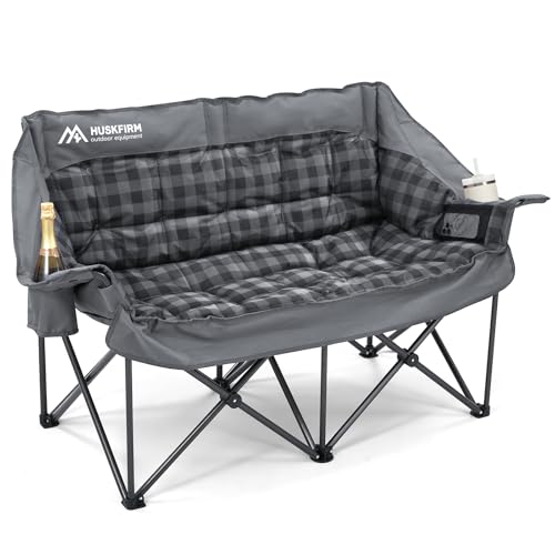 Double Camping Chairs Padded Loveseat Chair for 2 Person - Heavy Duty Oversized Camping Couch for Adults Outdoor Lawn Beac...