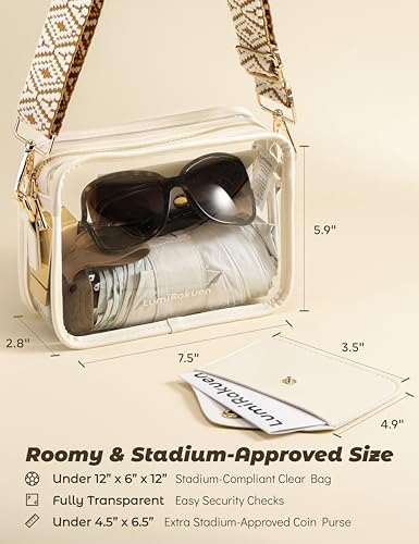 LumiRakuen Clear Bag 12x6x12 Stadium Approved, Transparent Bag for Stadium Events, Concert Sports Festivals, 3 In 1 Design