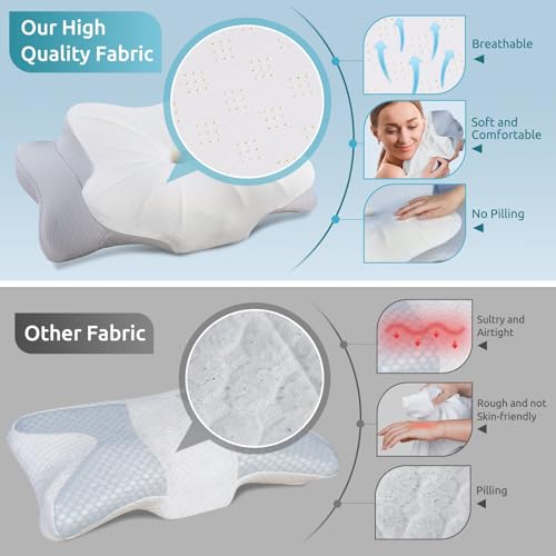 DONAMA Cervical Pillow for Neck and Shoulder,Contour Memory Foam Pillow,Ergonomic Neck Support Pillow for Side Back Stomac...