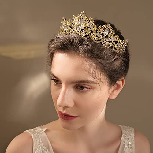 Exacoo Gold Tiara Wedding Tiaras and Crowns for Women,Rhinestone Queen Women Princess Crown Birthday Headbands Prom Bridal...