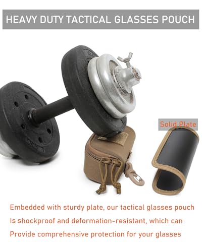 Lemubeane Tactical Molle Glasses Pouch Eyeglasses Hard Case Shockproof Sunglasses Carrying Case with Cleaning Cloth