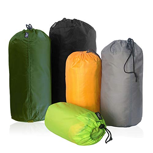 Frelaxy Stuff Sack Set 5-Pack (3L&5L&9L&15L&20L), Ultralight Ditty Bags with Dust Flap for Traveling Hiking Backpacking (N...