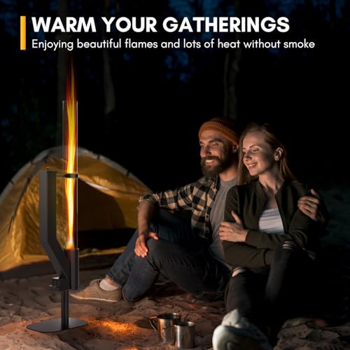 Rayzi 58 Inch Pellet Stove, Patio Heater Wood Pellet Heater, Pellet Fire Pit for Outdoor - Smokeless Wood Pellet Burning F...