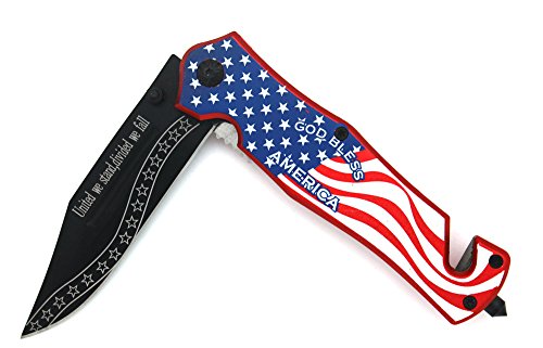 Snake Eye Tactical 90-36Sw-Mc USA Flag Razor Sharp Survival Rescue Folder Action Assisted Knife