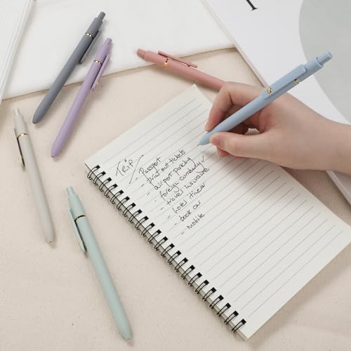 FIOVER Gel Pens, 6pcs 0.7mm Fine Point Black Ink, Smooth Writing Pens for Journaling, Nurse Aesthetic Cute Office School S...
