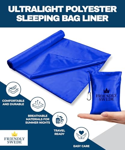 The Friendly Swede Sleeping Bag Liner — Ultralight Polyester or Cold Weather Microfiber Adult Sleep Sack- Camping Sheets -...