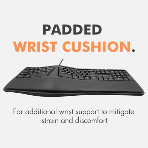 X9 Wired Ergonomic Keyboard with Cushioned Wrist Rest - Type Comfortably Longer - USB Wired Split Keyboard for Laptop, PC...