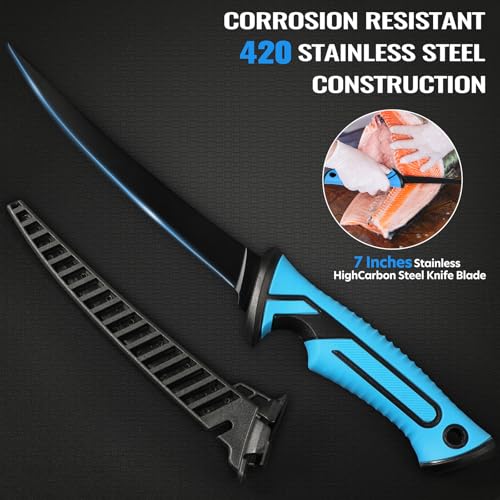 TOPFORT Fishing Gear Tool Kit - 7PC Saltwater Fishing Pliers Accessories Set - Fishing Equipment with Fish Knife Scissors ...