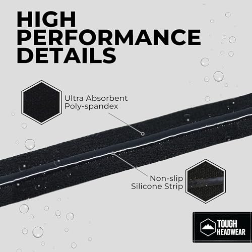 Tough Headwear Thin Elastic Headbands for Men - Sports Hair Head Band for Women & Men - Non Slip Mens Workout Headband - R...