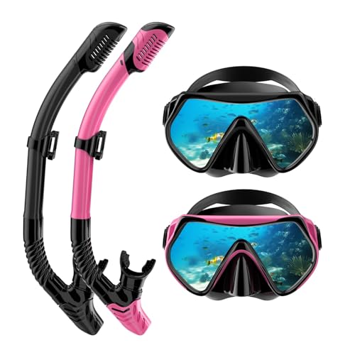 Snorkeling Gear for Adults, Dry-Top Snorkel Set Scuba Diving mask, 180°Panoramic Wide View Professional Snorkeling Gear Br...