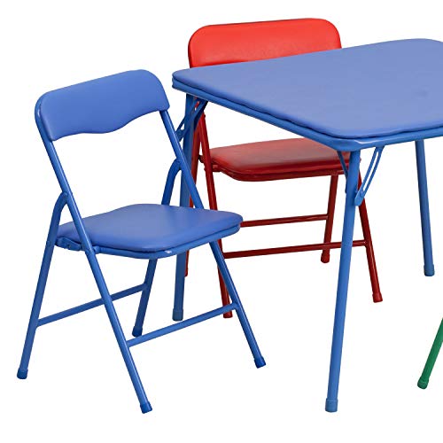 Flash Furniture Mindy Kids 5-Piece set Folding Square Table and Chairs Set for Daycare and Classrooms, Children's Activity...