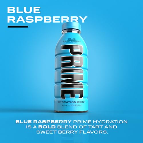PRIME Hydration BLUE RASPBERRY, Sports Drinks, Electrolyte Enhanced for Replenishing Fluids, 250mg BCAAs, B Vitamins, Anti...