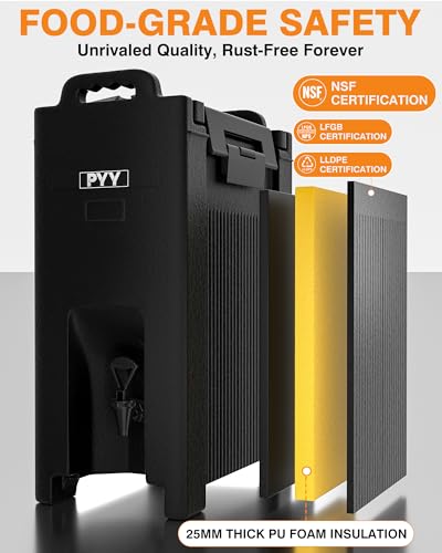 PYY Insulated Beverage Dispenser 5 Gallon - Hot and Cold Drink Container with Handles, Thermal Drink Dispenser Cooler Serv...