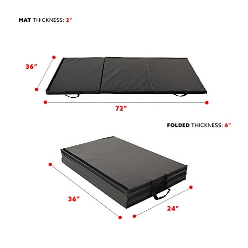 Sunny Health & Fitness Tri-Folding & Puzzle Exercise Mats ? Extra Thick, Durable, Non-Slip, Water-Resistant Cushioning for Home Gym, Yoga, MMA, Gymnastics, Cardio, and Core Workouts