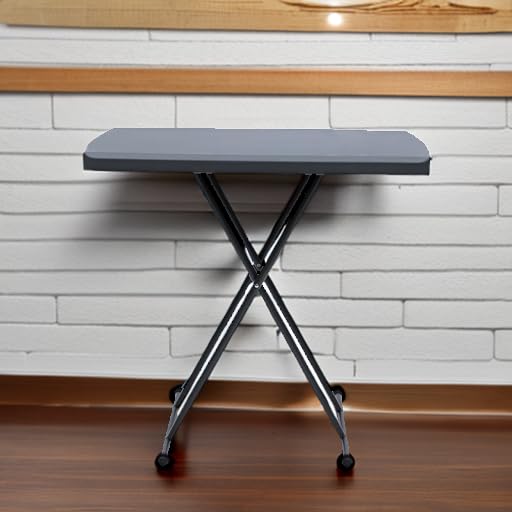 Iceberg Small Camping Personal Folding Table, Heavy Duty Utility Table, Adjustable Height, Charcoal, 19.5” L x 30” W x 28" H