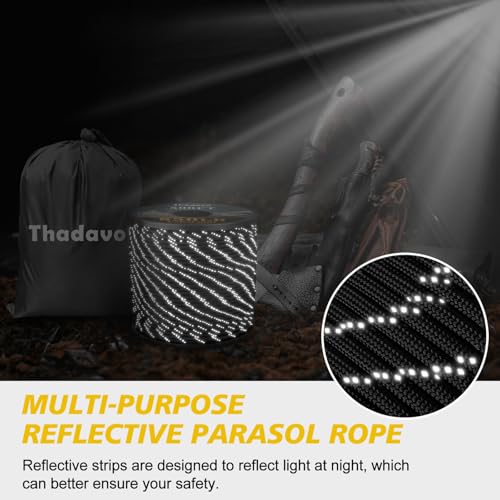 Thadavo Reflective Paracord Rope 850Ib, 50/100/200/500/1000ft 4MM 11 Strand para Cords Lanyard Utility Parachute Cord for ...