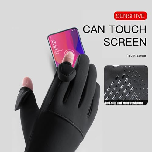 Winter Fingerless Gloves for Men Women,Waterproof, Touchscreen, Thermal Sport Gloves for Fishing Running Cycling Driving H...