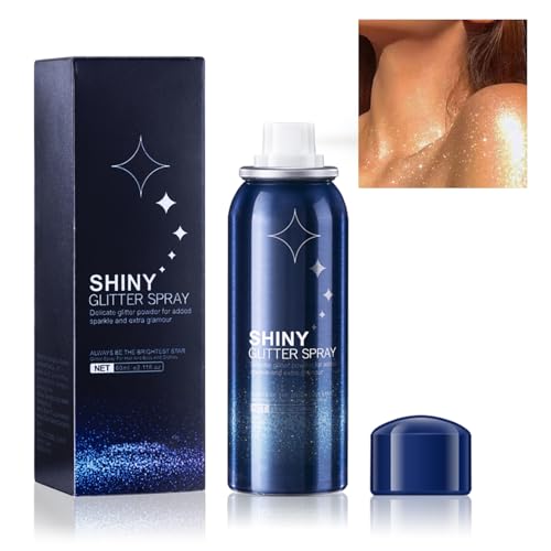Body Glitter Spray for Hair, Clothes, Fabric, Long Lasting Body Shimmer Spray, Shiny Sparkle Highlighter Mist for Rave, Mu...