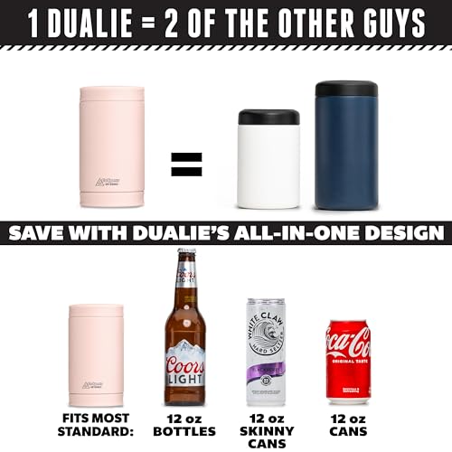 DUALIE 3 in 1 Insulated Can Cooler - 15+ Colors - Universal Size for 12 oz Cans, Slim Cans, and Bottles