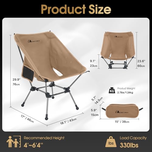 MOON LENCE Portable Camping Chair Plus, Upgraded Comfort & Size, Compact and Lightweight Still, Folding Chair for Backpack...