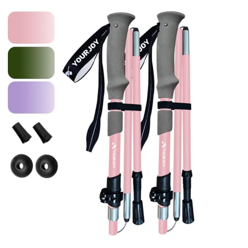 Yourjoy Hiking Trekking Poles, Macaron Colors 2 Pack Anti Shock, Adjustable, Collapsible Hiking Poles for Trekking or Walk...