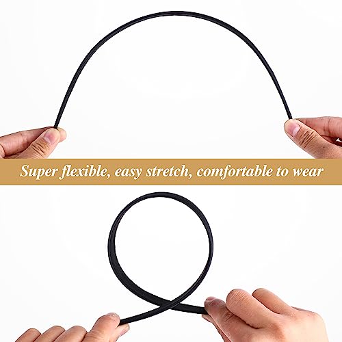 WLLHYF 2 Pieces Satin Headbands 1 Inch Wide Hard Head Band Fashion Solid Headband Anti-slip Plain Hair Bands Diy Hair Acce...