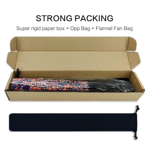 Raveahem UV Glow Rave Fan, Bamboo Folding Clack Hand Fans Foldable for Men Women, Boots on the Ground Poping Fan for EDM F...