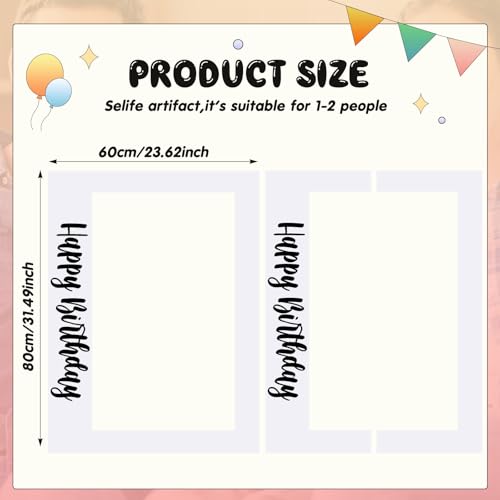 Beeveer 32 x 24 Inch Extra Large Happy Birthday Photo Booth Selfie Frame Props Picture DIY Cutouts Photo Backdrop Cardboar...