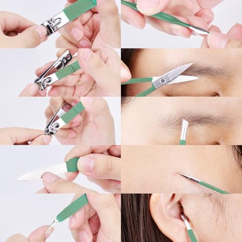 HANTEKAS Manicure Set 10 in 1 Stainless Steel, Nail Clippers Scissors Pedicure Tools Kit - Portable Travel Grooming Kit fo...