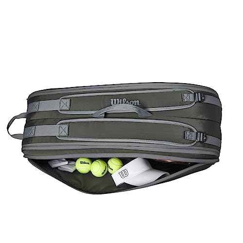 WILSON Tour Tennis Racket Bag - Dark Green and Stone Grey